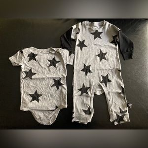Nununu Star Playsuit & Onesie, Heather Grey, 12-18m